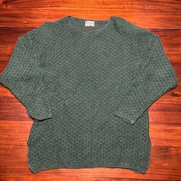 Vintage 80s Exclusive Imports Green Knitted Sweater Women’s Large - Picture 1 of 8